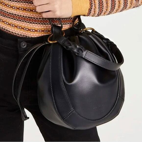 Ulla Johnson Hilma Leather Bucket Bag - Black - Top Handle - Crossbody - Picture 2 of 13